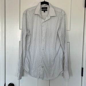 Bonobos Slim Fit Button Down Long Sleeve White with Blue Pattern Size M